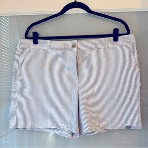 Ann Taylor LOFT blue and white stripe sucker shorts - 16